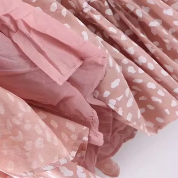 Dalmatian Dots Tiered Boho Print Dress Pink - Picture 9 of 10